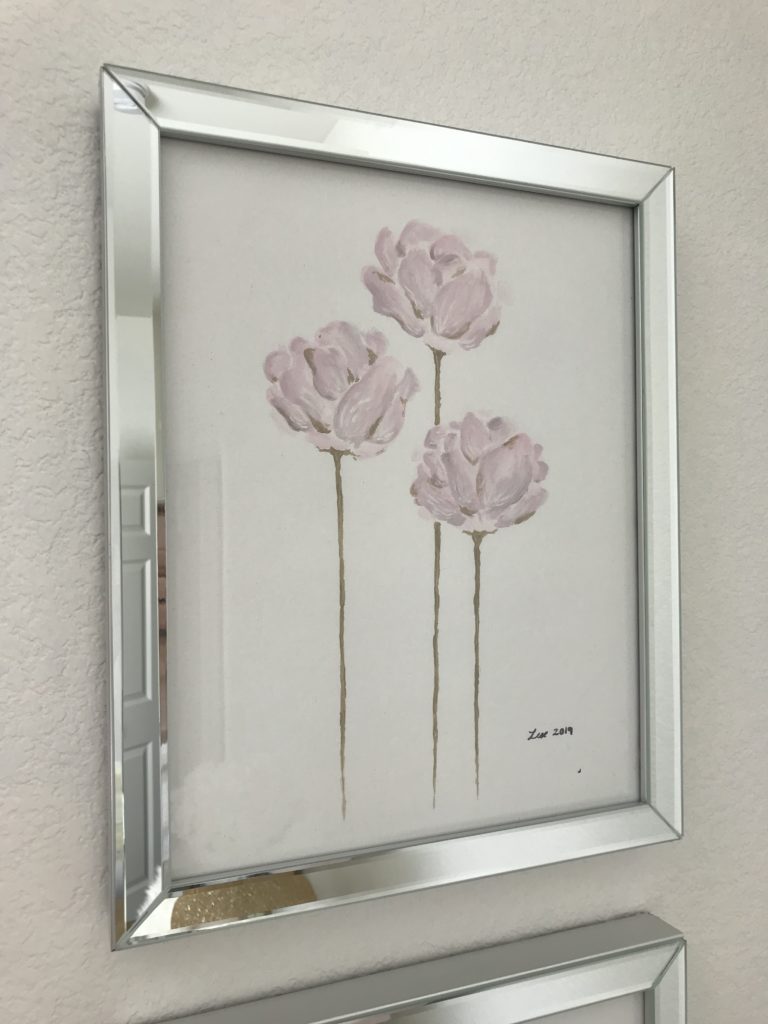 Original Pink Floral Painting 1