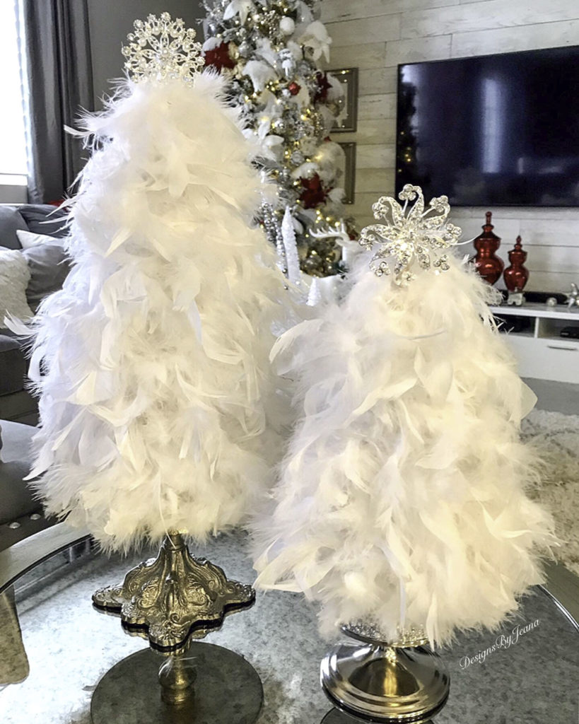 DIY White Feather Christmas Trees