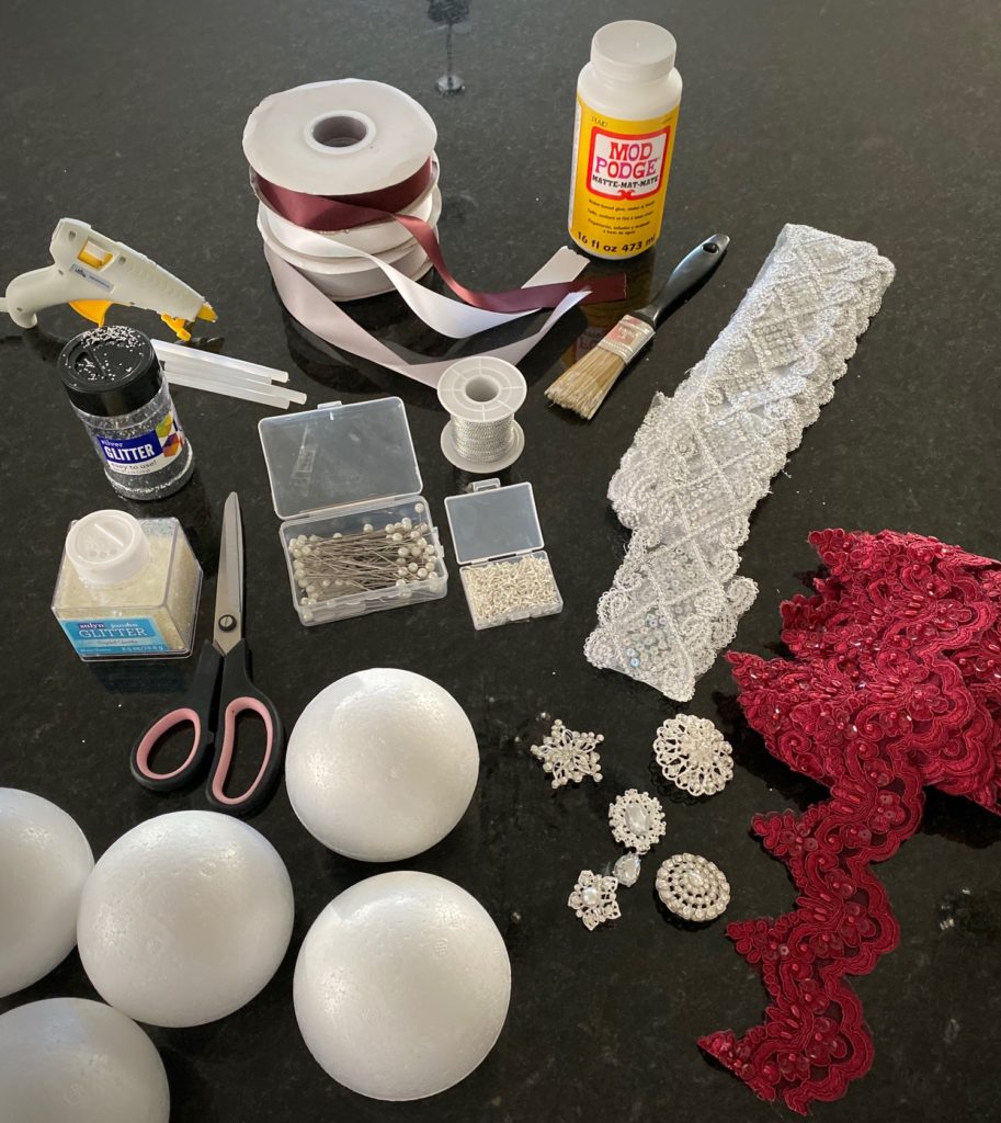 Supplies for DIY Christmas Ornaments