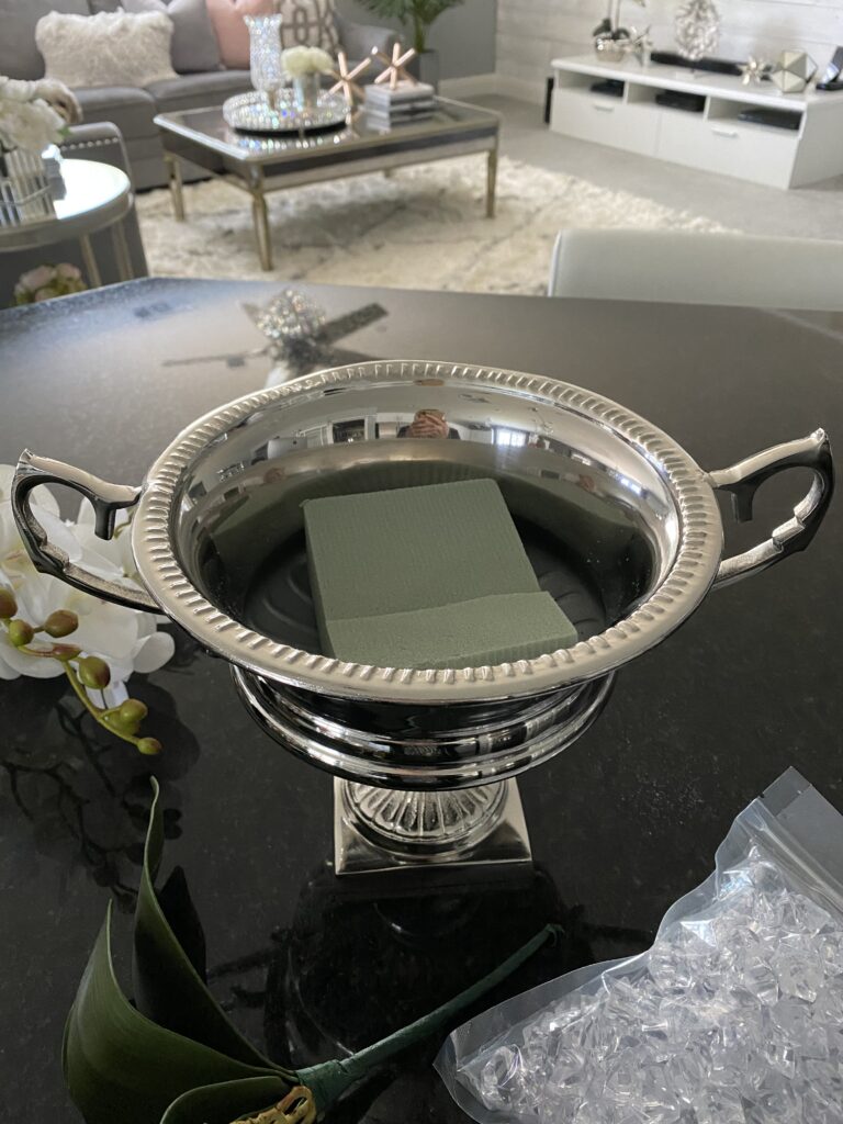 DIY Orchid in Silver Urn